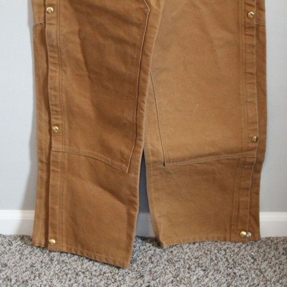 Carhartt Duck Zip to Thigh Bib Overall Unlined R37 Brown Chap 36 X 30 H12051 - Picture 4 of 12